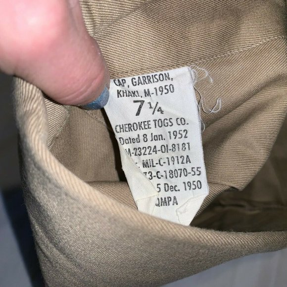 1952 KOREAN WAR ARMY sz7 1/4 GARRISON COVER CAP ARTILLERY SERVICE CORD KD 01032 - Picture 7 of 12